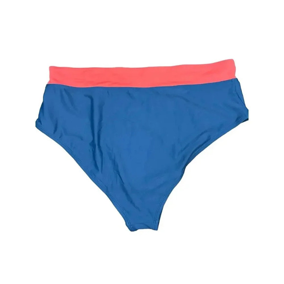 Cupshe Women's Blue & Red Banded High Waist Bikini Bottom Plus Size 3X - Picture 4 of 8